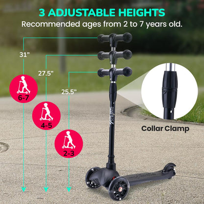 Kids Mini Kickboard Scooter, Adjustable Height, LED Wheels, Ages 2-5