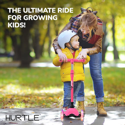 Mini Kickboard Scooter for Kids, Adjustable, LED Wheels, Watermelon