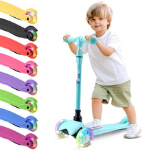 Kids Mini Kickboard Scooter, Adjustable, LED Wheels, Anti-Slip, Teal