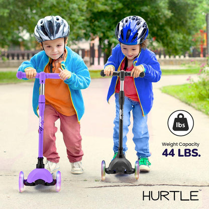 Kids Mini Kick Scooter, LED Wheels, Adjustable Handlebar, Purple