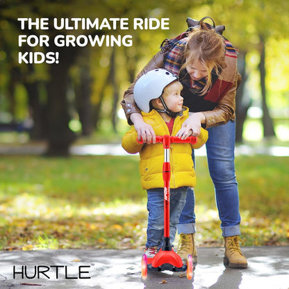 Kids Mini Kickboard Scooter, Adjustable, LED Wheels, Anti-Slip, Red