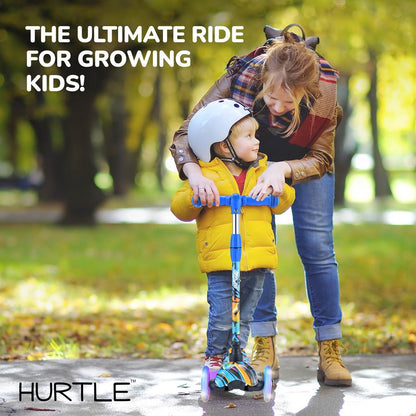 Kids Mini Kick Scooter, Fun LED Wheels, Adjustable Handlebar, Graffiti