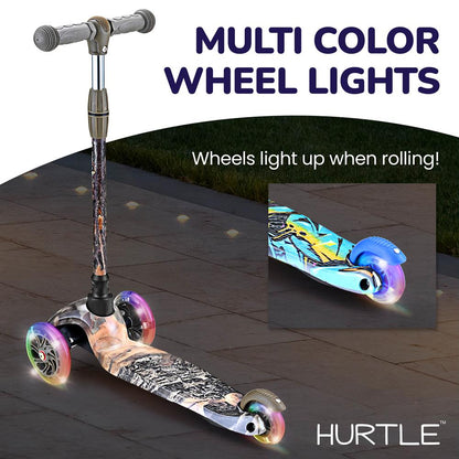 Kids Mini Kick Scooter, Fun LED Wheels, Adjustable Handlebar, Multi-Color