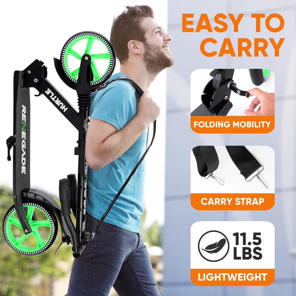 Hurtle Kick Scooter for Teens & Adults, Adjustable Alloy Deck - Thumbnail 3