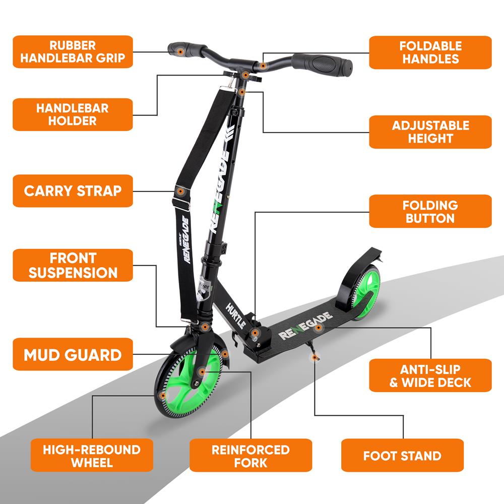 Hurtle Kick Scooter for Teens & Adults, Adjustable Alloy Deck - Thumbnail 4