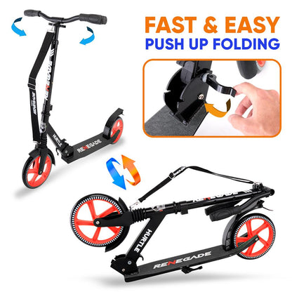Lightweight And Foldable Kick Scooter - Adjustable Scooter For Teens And Adult, Alloy Deck With High Impact Wheels (Black)