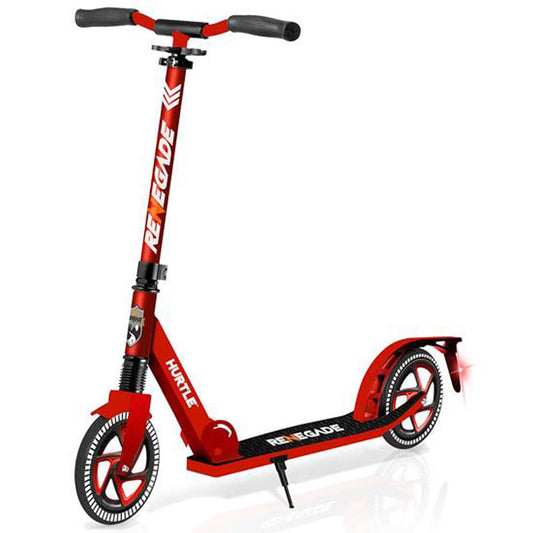 Lightweight And Foldable Kick Scooter - Adjustable Scooter For Teens And Adult, Alloy Deck With High Impact Wheels (Red)