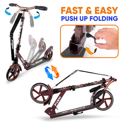 Lightweight And Foldable Kick Scooter - Adjustable Scooter For Teens And Adult, Alloy Deck With High Impact Wheels (Real Tree)