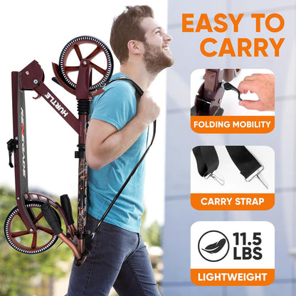 Lightweight And Foldable Kick Scooter - Adjustable Scooter For Teens And Adult, Alloy Deck With High Impact Wheels (Real Tree)