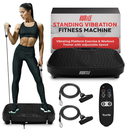 Hurtle Vibration Plate Machine – Adjustable 1–99 Speeds, Quiet, Lightweight, With Remote And Preset Programs Portable For Home And Office (Black)