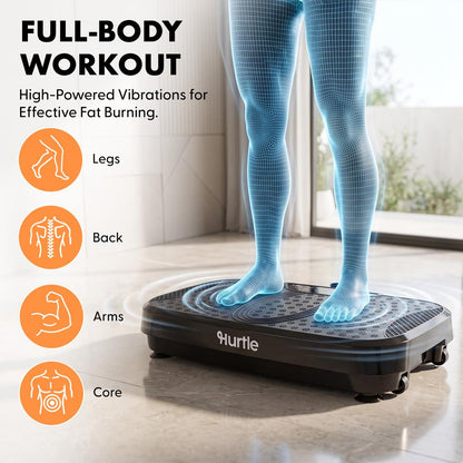 Hurtle Vibration Plate Machine – Adjustable 1–99 Speeds, Quiet, Lightweight, With Remote And Preset Programs Portable For Home And Office (Black)