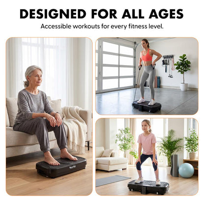 Hurtle Vibration Plate Machine – Adjustable 1–99 Speeds, Quiet, Lightweight, With Remote And Preset Programs Portable For Home And Office (Black)