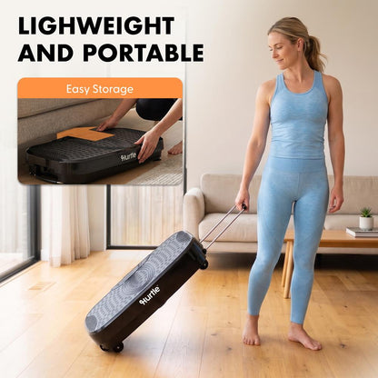 Hurtle Vibration Plate Machine With Handle Bar – Adjustable 1–99 Speeds, Quiet, Lightweight, With Remote And Preset Programs Portable For Home And Office (Black)