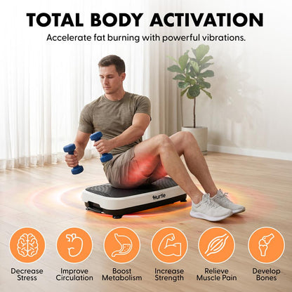 Hurtle Vibration Plate Machine – Adjustable 1–99 Speeds, Quiet, Lightweight, With Remote And Preset Programs Portable For Home And Office (White)