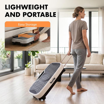 Hurtle Vibration Plate Machine – Adjustable 1–99 Speeds, Quiet, Lightweight, With Remote And Preset Programs Portable For Home And Office (White)
