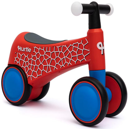 Hurtle Toddler Balance Bike With Wheels And Light-Up Handlebars – Baby Walker & Ride-On Toy For Ages 18-36 Months Perfect For Developing Balance, Coordination And Steering (Red)