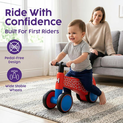 Hurtle Toddler Balance Bike With Wheels And Light-Up Handlebars – Baby Walker & Ride-On Toy For Ages 18-36 Months Perfect For Developing Balance, Coordination And Steering (Red)
