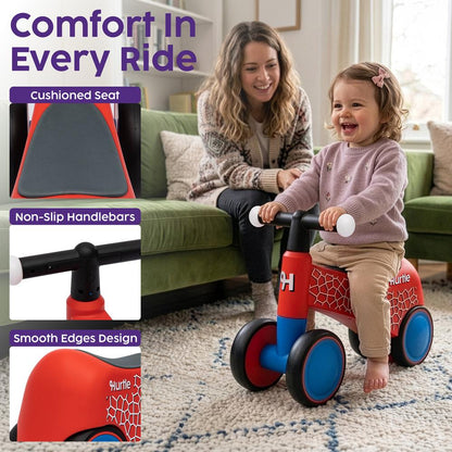 Hurtle Toddler Balance Bike With Wheels And Light-Up Handlebars – Baby Walker & Ride-On Toy For Ages 18-36 Months Perfect For Developing Balance, Coordination And Steering (Red)
