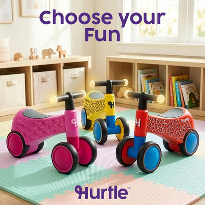 Hurtle Toddler Balance Bike With Wheels And Light-Up Handlebars – Baby Walker & Ride-On Toy For Ages 18-36 Months Perfect For Developing Balance, Coordination And Steering (Red)