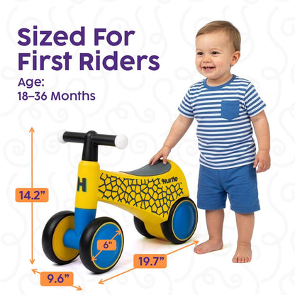 Hurtle Toddler Balance Bike With Wheels And Light-Up Handlebars – Baby Walker & Ride-On Toy For Ages 18-36 Months Perfect For Developing Balance, Coordination And Steering (Yellow)