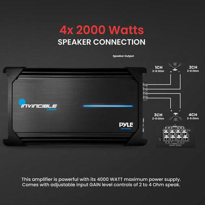 product image number 4 for Pyle 4 Channel Bridgeable Mosfet Amplifier