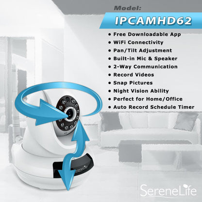 HD Wireless IP Camera, Remote Monitoring, 720p Video, Night Vision