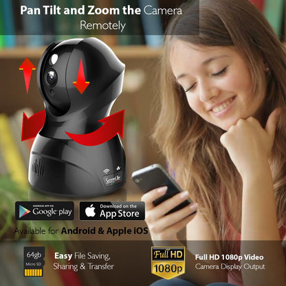 Indoor Wireless IP Camera - 1080p HD, Motion Detection, Night Vision