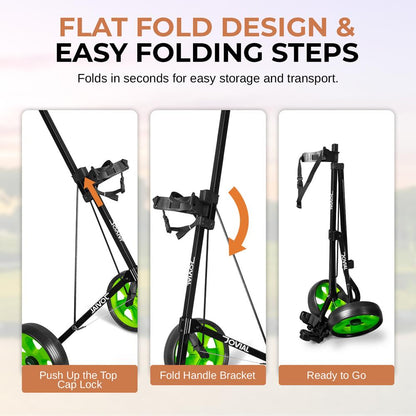 2-Wheel Golf Push Cart - Lightweight Aluminum, Foldable, Adjustable Handle