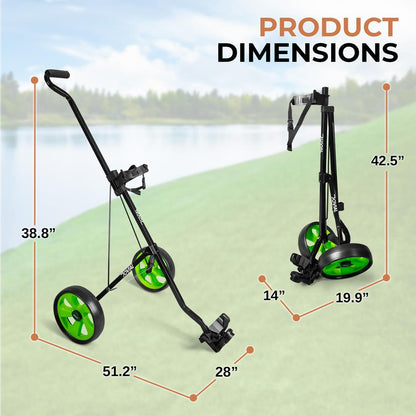 2-Wheel Golf Push Cart - Lightweight Aluminum, Foldable, Adjustable Handle