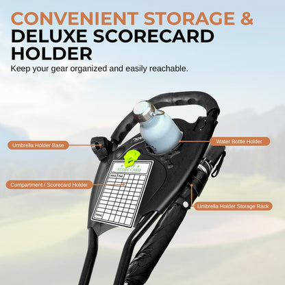 3-Wheel Golf Push Cart with Seat, Lightweight Steel Frame, Foldable