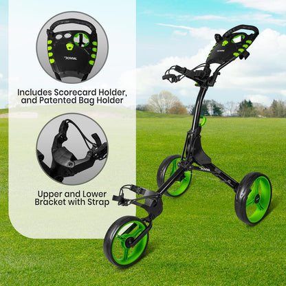 Foldable 3-Wheel Golf Cart - Lightweight Aluminum, Quick Brake, Easy Fold