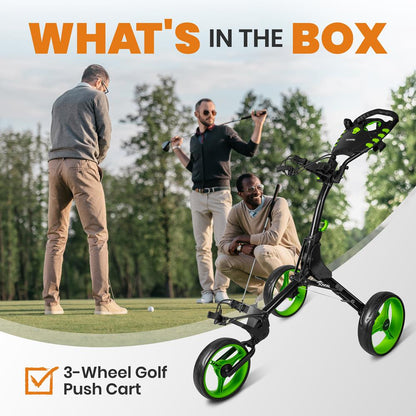 Foldable 3-Wheel Golf Cart - Lightweight Aluminum, Quick Brake, Easy Fold