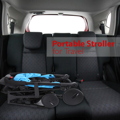 Portable Folding Baby Stroller, Lightweight Aluminum, Blue