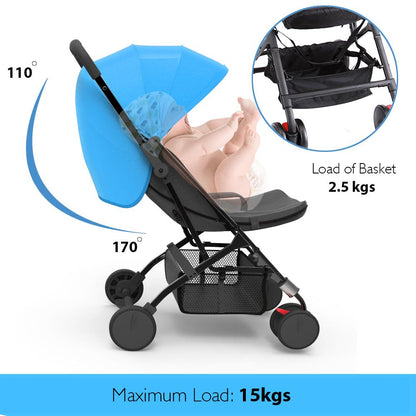 Portable Folding Baby Stroller, Lightweight Aluminum, Blue