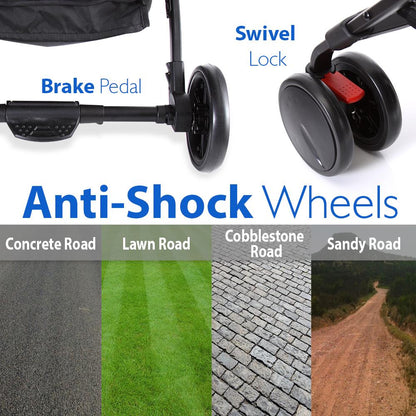 Portable Folding Baby Stroller, Lightweight Aluminum, Blue