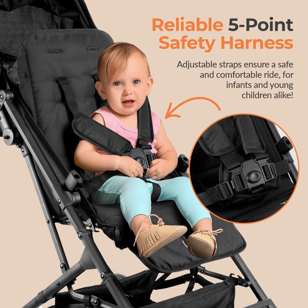 Lightweight Baby Stroller, Compact Fold, Reclining Seat, Aluminum