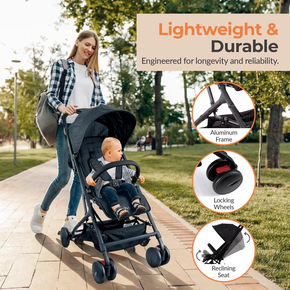 luftroller baby stroller Lightweight Baby Stroller, Compact Fold, Reclining Seat, Aluminum Frame – Pyle USA
