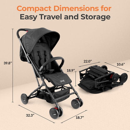 Lightweight Baby Stroller, Compact Fold, Reclining Seat, Aluminum Frame