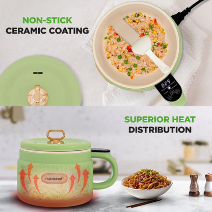 Portable Rice Cooker, Rapid Cooking, Non-Stick Ceramic, Green
