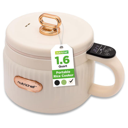 Portable Rice Cooker, Rapid Cooking, Non-Stick Ceramic, White