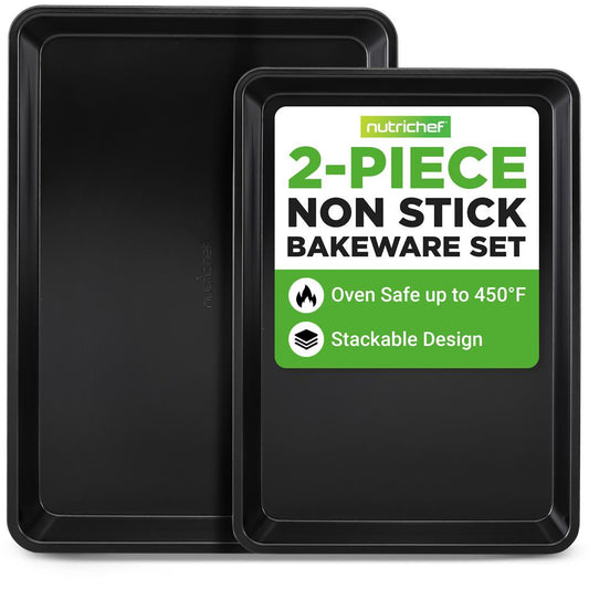 2-Piece Nonstick Cookie Sheets, Durable Carbon Steel, Easy Clean