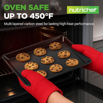 2-Piece Nonstick Cookie Sheets, Durable Carbon Steel, Easy Clean