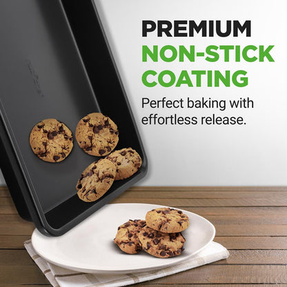 2-Piece Nonstick Cookie Sheets, Durable Carbon Steel, Easy Clean
