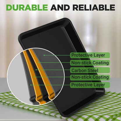 2-Piece Nonstick Cookie Sheets, Durable Carbon Steel, Easy Clean