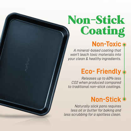 Non-Stick Baking Pans Set, Easy Clean, Carbon Steel, Blue