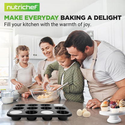 Muffin Pans 2-Pack Nonstick Carbon Steel 12-Cup with Liners