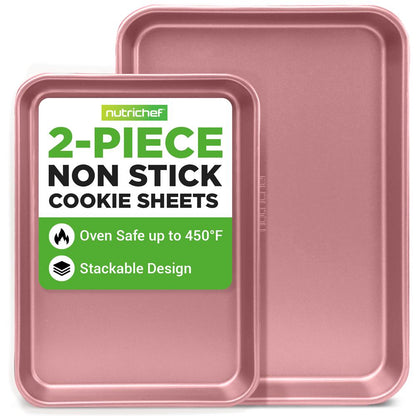 2-Piece Nonstick Cookie Sheets Set, Carbon Steel, Rose Gold