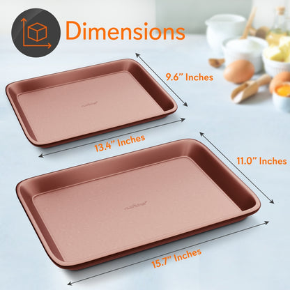 2-Piece Nonstick Cookie Sheets Set, Carbon Steel, Rose Gold
