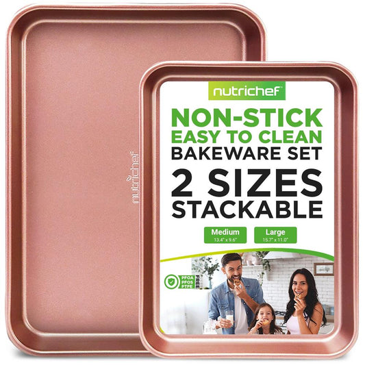 2-Piece Nonstick Cookie Sheets Set, Carbon Steel, Rose Gold