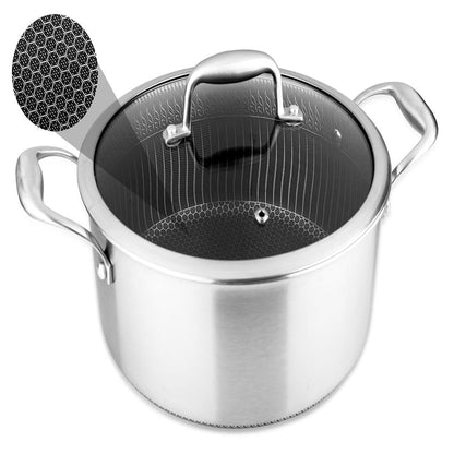 5 QT Stainless Steel Stew Pot - Non-Stick, Scratch-Resistant, Glass Lid